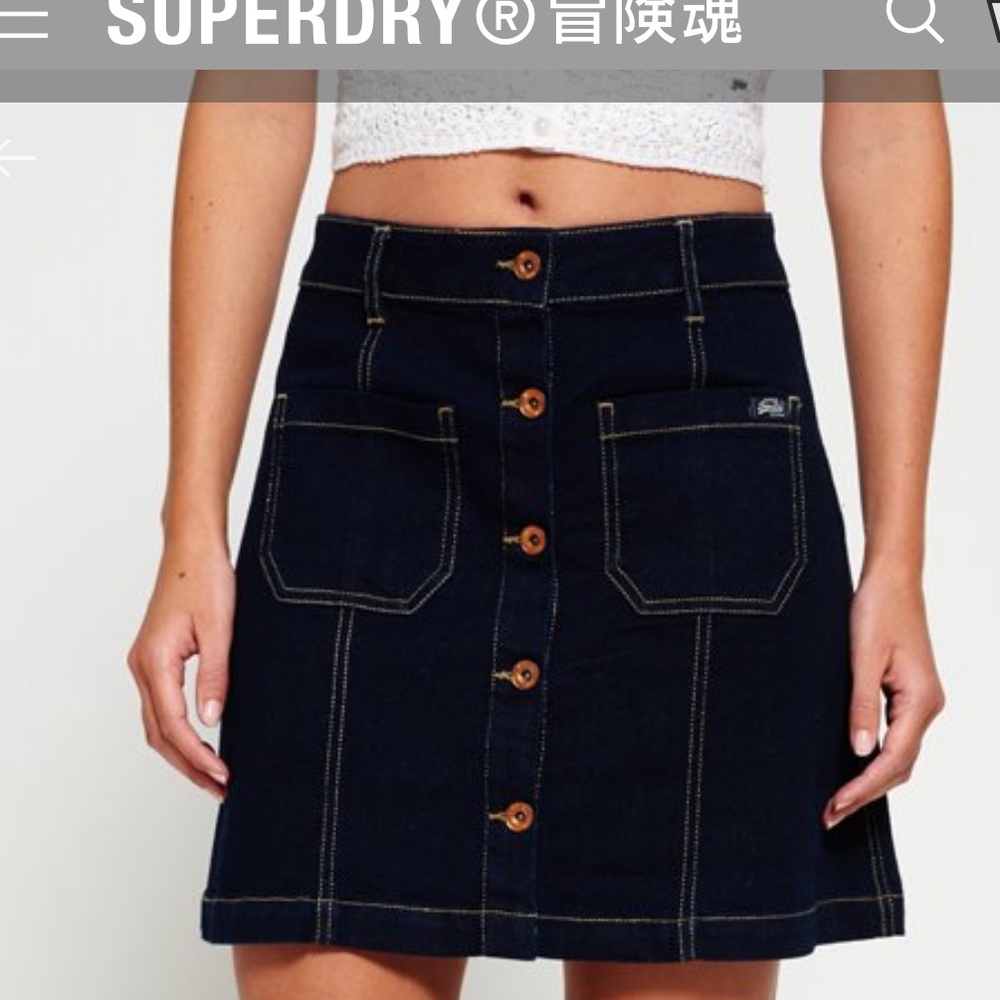 Superdry Women's Dark Blue A-Line Skirt